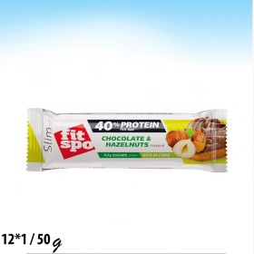 بروتين بار فت سبو سليم 40% بروتين بالبندق قليل السكر خالي من الجلوتين 50 غم