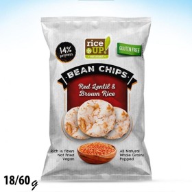 رايز شيبس بالعدس الأحمر 14% بروتين بدون جلوتين 60غم