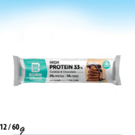 بروتين بار بورن وينر كيتو 20غم بروتين بالكوكيز والشوكولاتة بدون سكر 60 غم